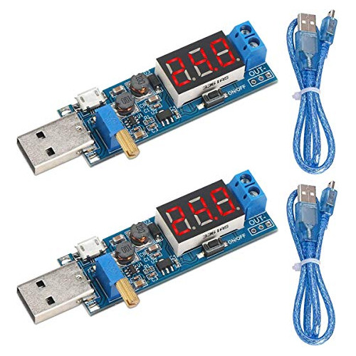 Daoki - Regulador De Voltaje Ajustable Usb Buck-boost 2pack