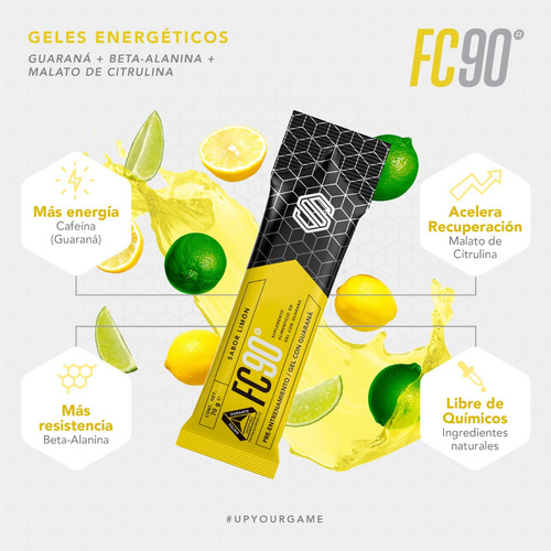 Gel Energetico Y Recuperador Fc90 Ss, Con Guarana, 10 Sobres