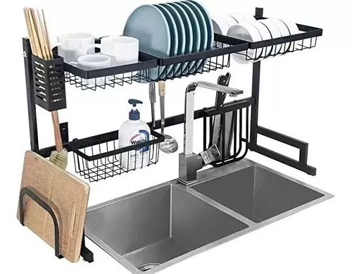 Escurridor de platos de acero inoxidable 304, estante para fregadero,  estante para secar platos de cocina, organizador de almacenamiento (color