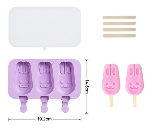 Moldes De Silicona Para Helados Paleta 3 Conejos Pascua