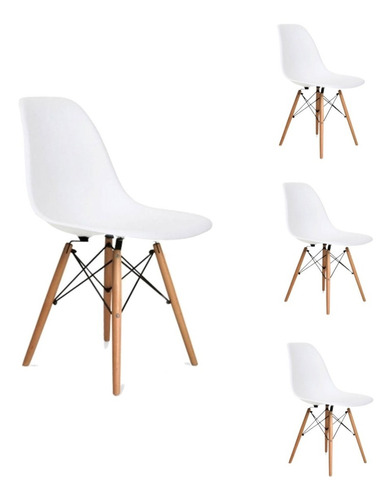 Paquete De 4 Sillas Eames Estilo Minimalista Madera Moderna