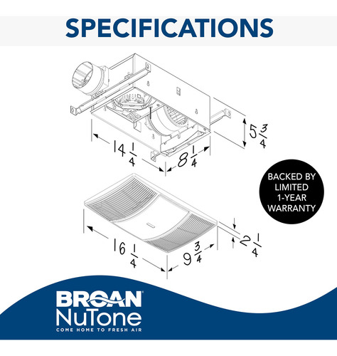 Aquecedor De Exaustão De Banheiro Led Light 80 Cfm Broan-nut