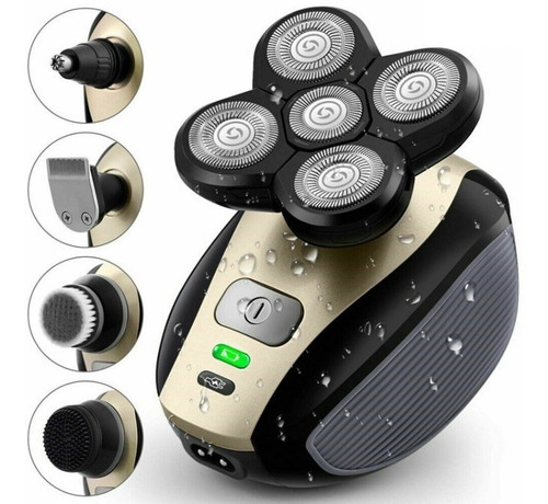Rasuradora Electrica Recargable 5 En 1 Afeitar Cabeza Barba Color Negro