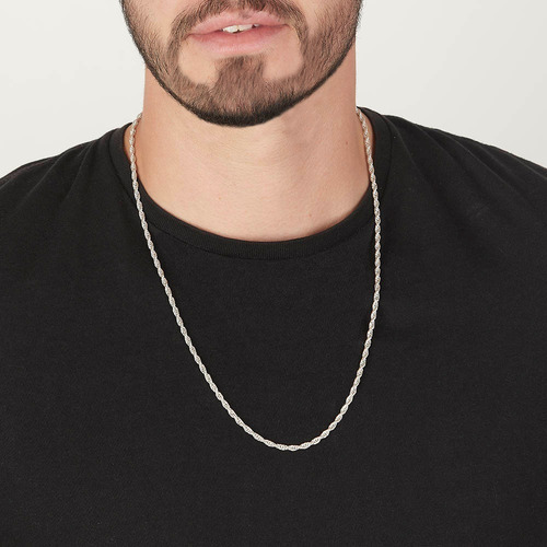 Cadena Hombre Torzal H 3mm-60cm Plataley.925 Duodeluxejoyas®