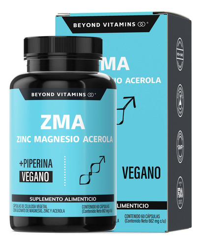 Zinc Magnesio Acerola (zma) | Con Piperina Para Máxima Absorción | Sin Azúcar - Suplemento Alimenticio Vegano Beyond Vitamins - Ingredientes Non Gmo (60 Cápsulas)