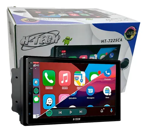 Multimídia 7" H-Tech HT-7225CA Android Auto CarPlay 64GB Wi-Fi GP...