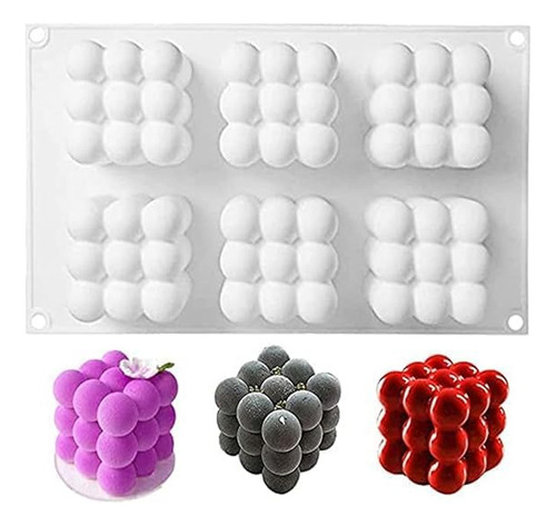 Molde De Silicón 3d 6 Cubos Rubik Velas Jabones Repostería