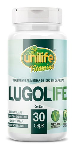 Lugol Unilife Lugolife 30 Cápsulas 450mg Imunidade Sabor Sem Sabor