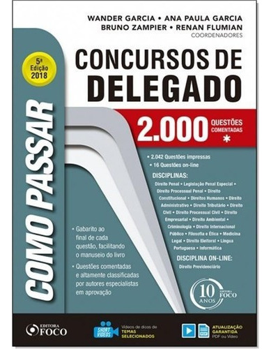 Como Passar Em Concursos De Delegado - 2.000 Questões - Novo