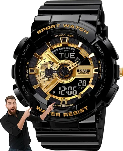 Reloj Casio G-Shock GA-500-1A Para Hombre Digital Analógico Luz de Fondo  Acuático Negro