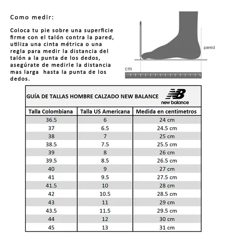 Guia de tallas top new balance argentina