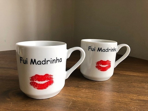 Imagem 5 de 5 de Kit 8 Canecas Padrinho E Madrinha Boca Vermelha 2 Linha