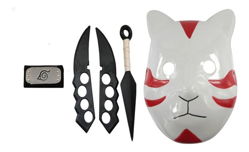 Kit Naruto Kunai + Cuchillas X 2 + Anbu Mask + Vincha