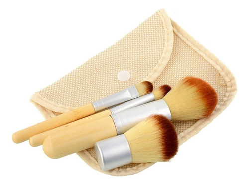 Sjx Set 4 Brochas Maquillaje BambĂș Pincel Sombras Rostro