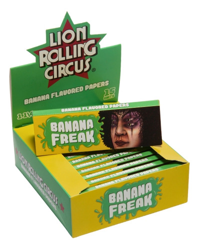 Caja de seda Lion Rolling Circus con sabor a banana freak, 1 1/4