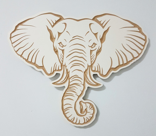 Figura 3d Entalhada Em Madeira - Elefante