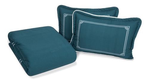 Íntima Hogar Juego De Edredón Greco King Size 2 Vistas Color Azul Petróleo Diseño De La Tela Estampado