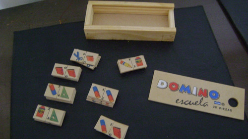 Juego De Domino Escuela En Caja De Madera