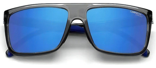 Óculos Carrera 8055 Kb7 Grey Transparente/lente Azul Espelha Cor Preto Cor da armação Cinza-translúcido Cor da haste Cinza-Translucido/Azul Cor da lente Preto Desenho Quadrado