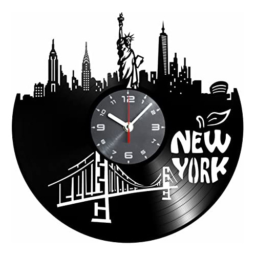 Reloj De Pared De Vinilo De Ciudad De Nueva York - Esta...