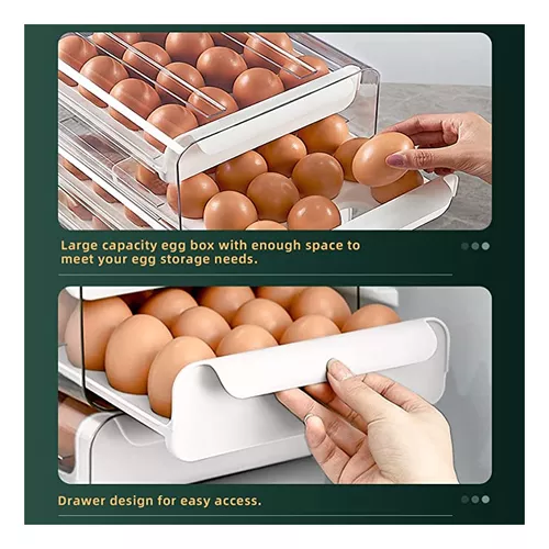 Contenedor organizador de huevos de 32 rejillas para refrigerador