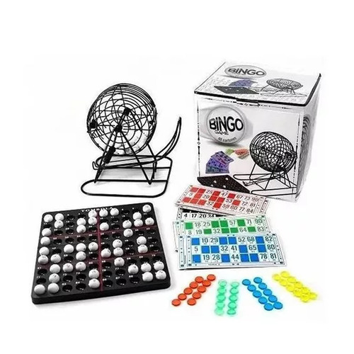 Bingo Bolillero Metalico Exahome Con 48 Cartones Y Fichas De Colores Premium