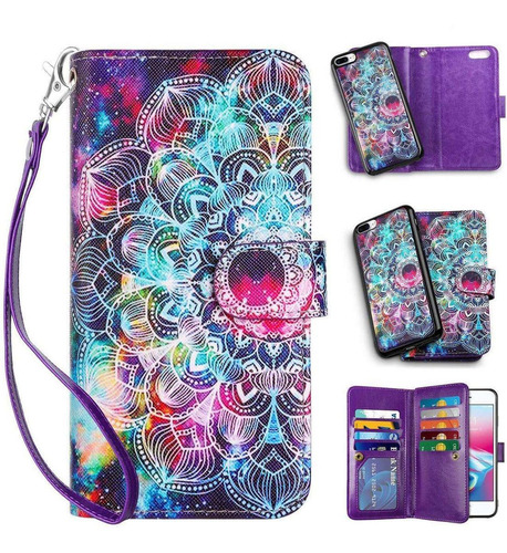 Funda De Cuero Pu Con Billetera Para iPhone 7+/8+ (mandala)