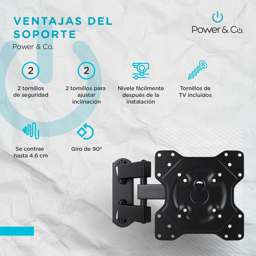 Imagen 6 de 7 de Soporte De Tv Con Movilidad P/pantallas De 19 A 43 Pulgadas.