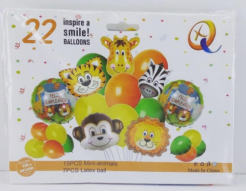 Kit Globos Animalitos Selva Salvaje Fiesta / Aire O Helio