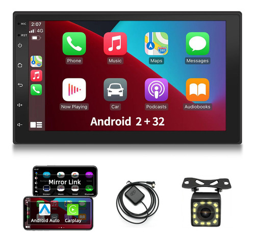 Autoestéreo Carplay+android Auto Con Bluetooth, Gps Y Cámara