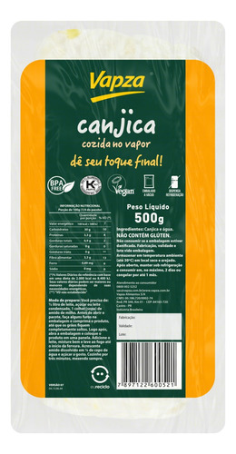 Canjica de Milho Cozida no Vapor Vapza Pacote 500g