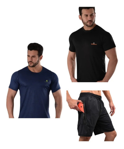 Combo 3! 2 Remeras Dry Fit+ Bermuda Hombre Bolsillos -6 Cuo