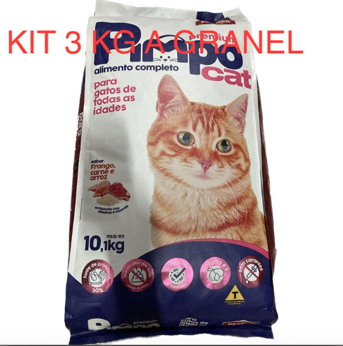 Kit 3 Kg Ração A Granel Premium Pimpo Cat Gatos Todas Idades