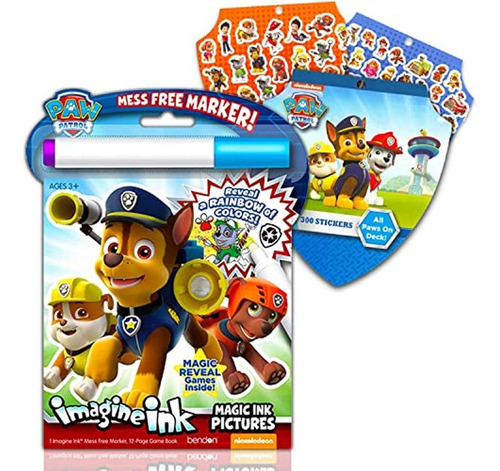 Paw Patrol Imagine Libro De Tinta Y Conjunto De Pegatinas Se