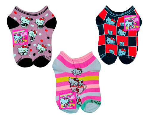 Calcetines Tines Cortos Hello Kitty Algodón 23-27 Cm 6 Pares