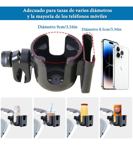 360° 2 En 1 Portavasos Universal Para Carriola De Bebé