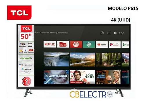 Smart Tv Tcl 50 4k Android Tv + Asistente Google + Soporte