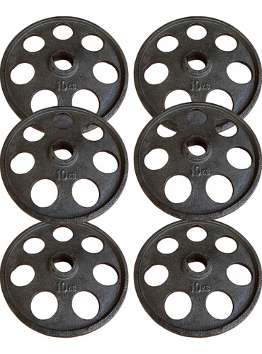Set De 6 Discos De 10 Kg Ivanko De 2 Pulgadas (60 Kg Total ) Negro