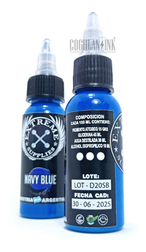 Imagen 3 de 3 de Tinta Tattoo Extreme Navy Blue X 1oz Tatuajes Tatuar