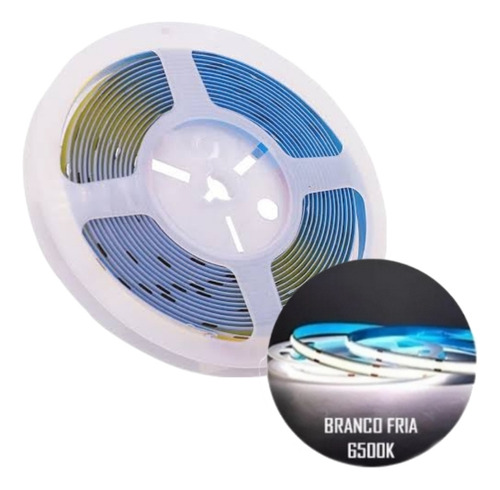 5x Fita Led Cob 5mt 320 Leds/m Branco Frio 6500k C/ Fonte