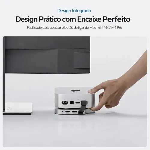 Hub E Case Ssd Para Mac Mini M4 Adaptador 4k Hdmi Usb Sd Tf Cinza
