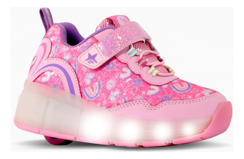 Zapatillas Roller Arcoiris Niñas Luces Led Recargable Footy