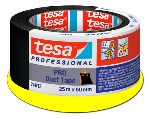 Cinta Adhesiva Duct Tape Negra Americana 50x25 Tesa Flexible