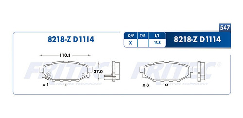 Balatas Traseras Legacy Fritec 2010-2014 3.6l Subaru