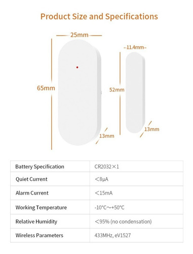 Sensor Inalambrico Magnético 433 Mhz Staniot
