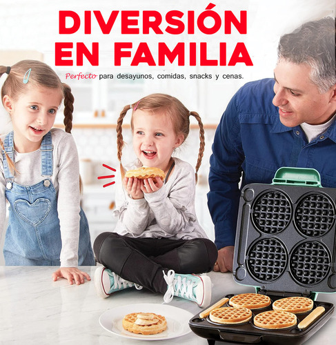 Máquina para 4 miniwaffles aqua Dash DMMW400GBAQ04