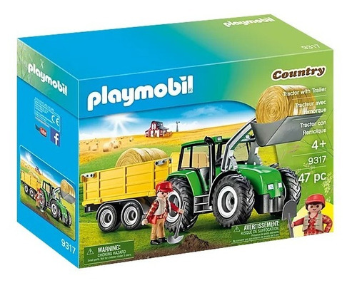 Figura Armable Playmobil Country Tractor Con Trailer 47 Pzas