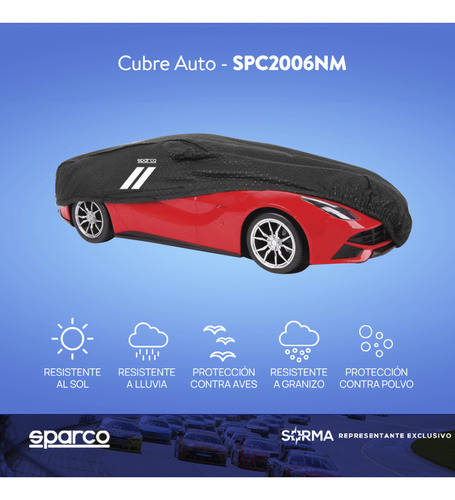 Imagen 2 de 10 de Funda Cubre Auto Resistente Sparco Poliester + Pvc