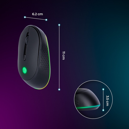 Thunder Mouse Techozne Bluetooth Luz Rgb Recargable Negro