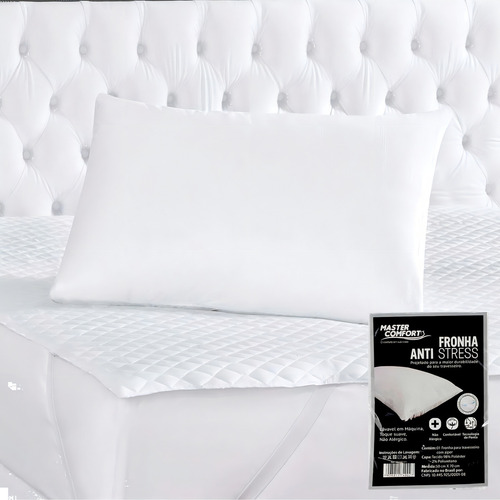 Capa Fronha Impermeável Zíper Anti-ácaro Não Faz Barulho Cor Branco
